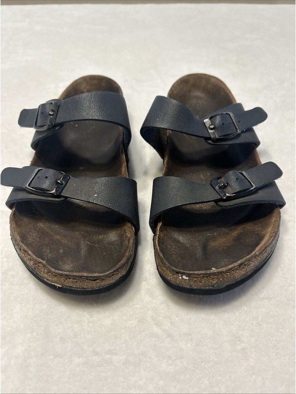Birkenstock Sandals Women’s Size 38 US 8 Black Brown Leather Cork Slip On